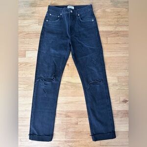 Agolde Women’s Black Distressed Straight Leg Jeans